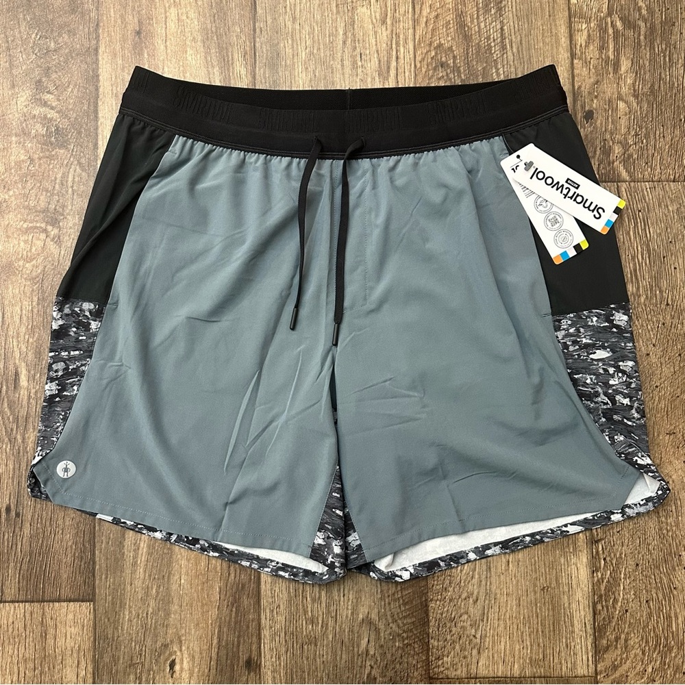 Smartwool Active Shorts Men’s Size XL Gray Black Merino Wool Blend Lining